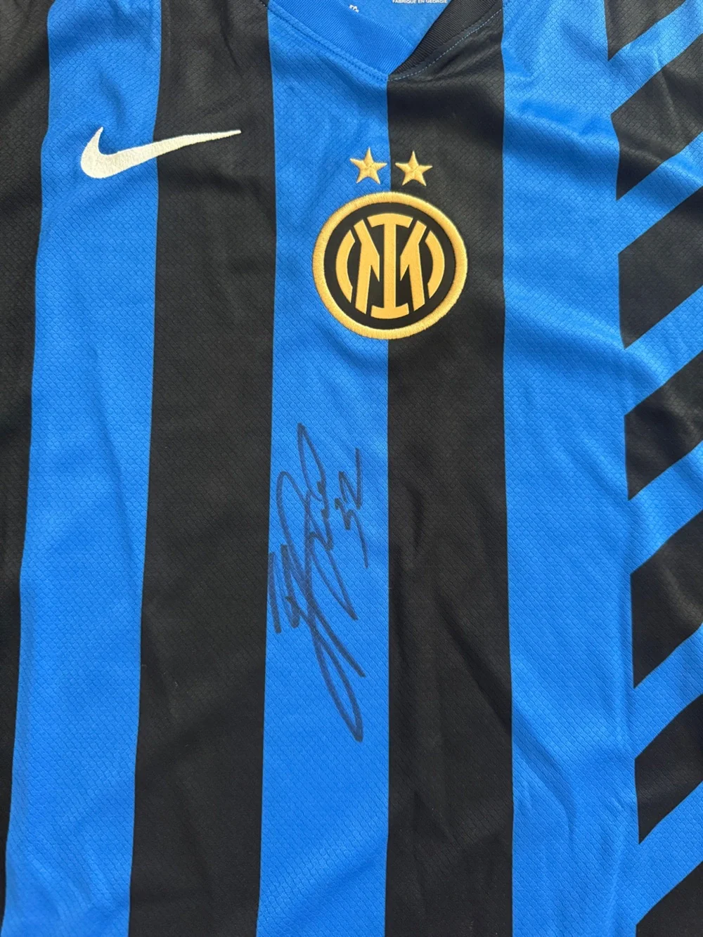 Nike Inter Milan Men's Soccer Jersey Black & Blue Signed Federico Dimarco 32